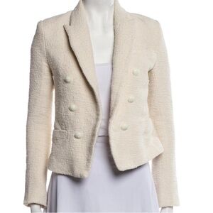 L’Agence Cream Textured Tweed Blazer | Size 2 Y2K Minimalist Neutral Structured